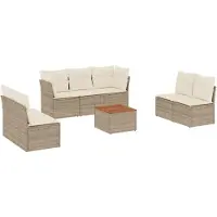 vidaXL Ensemble de jardin canapé 8 pièces avec coussins Beige Poly Rattan