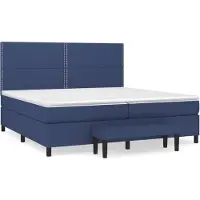 vidaXL Lit boxspring avec matelas bleu 200x200 cm Tissu