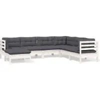 vidaXL Ensemble salon de jardin 7 pièces avec coussins blanc pin massif