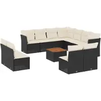 vidaXL Ensemble de 12 canapés de jardin avec coussins noir poly rotin