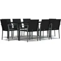 vidaXL Salon de jardin 9 pièces avec coussins Poly rotin et acier