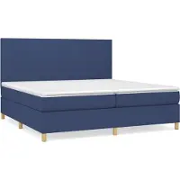 vidaXL Lit boxspring avec matelas bleu 200x200 cm Tissu