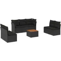 vidaXL Ensemble de jardin canapé 8 pièces avec coussins noir poly rotin