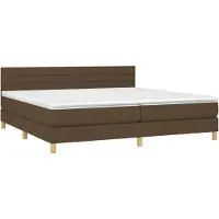vidaXL Lit boxspring avec matelas brun foncé 200x200 cm Tissu
