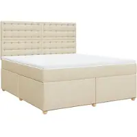 vidaXL Lit boxspring avec matelas Crème 180x200 cm Tissu