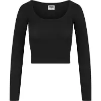 Urban Classics T-shirt manches longues de - Haut Côtelé En jersey Biologique - XS - 3XL - pour Femme - noir - Taille XL