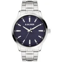s.Oliver Montre à affichage analogique bleu marine / argent