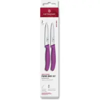 Victorinox Swiss Classic 6.7799.2C1 Straight/Wavy, Purple, set de 2 couteaux à légumes, 10 cm
