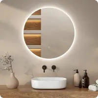 Mirlux Miroir de salle de bain - - avec éclairage LED et chauffage - rond - anti-condensation - 80CM