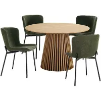 Ebuy24 Osaka ensemble pour salle à manger 1 table à manger placage chêne et 4 chaises vert foncé.