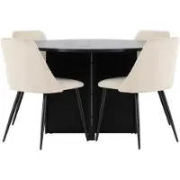 Ebuy24 Strada ensemble pour salle à manger table extensible Ø120cm, 170cm et 4 chaises noir, beige.