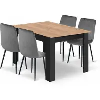 Leobert Ensemble Repas - - Lava - Noir/Gris - 120 X 80 Cm - 5 Pièces