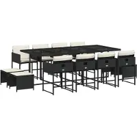 vidaXL Ensemble de jardin 13 pièces avec coussins Noir Poly Rattan