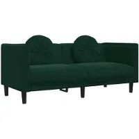 vidaXL Canapé 2 places avec coussins vert foncé velours