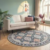 FRAAI Tapis rond vintage - Imagine Oriental Bleu | Ø 100 cm | Rond | Pile courte