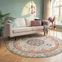 FRAAI Tapis rond vintage - Imagine Medallion Vert | Ø 200 cm | Rond | Pile courte