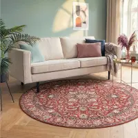 FRAAI Tapis rond vintage - Imagine Medallion Rouge | Ø 200 cm | Rond | Pile courte