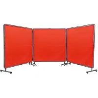 Vevor Écran de Soudage Mobile 1,8x1,8 m 3 Panneaux Rideau à Cadre Rouge pour Soudure Atelier