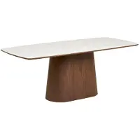 Ebuy24 Frida table de salle à manger plateau de table céramique blanc, brun foncé.