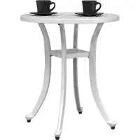 vidaXL Table de jardin blanche Ø48x53 cm Fonte d'aluminium