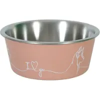 Zolux Gamelle en acier inoxydable LOVE DOG 1,7l rose