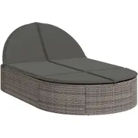 vidaXL Bain de soleil double avec coussins Gris Poly rotin