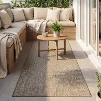 FRAAI Tapis de balcon - Malta Arrow Naturel | 80x300 cm | Tapis de couloir |