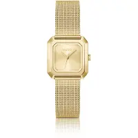 HUGO Hazel Montre dorée carrée avec bracelet en maille milanaise