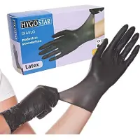 Hygostar Gants jetables en latex noir non poudrés (S, M, L, XL)