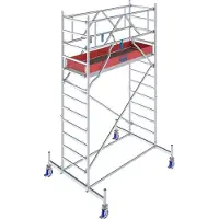 Krause Echafaudage roulant en aluminium série 10, 200 kg/m², homologué TÜV, roulettes réglables en hauteur, L 2000 x l 750 x H 4400 mm