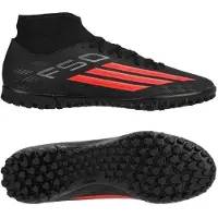Adidas Chaussures de football F50 Club Mi-Montante Homme, Collection Stealth Victory, Semelle TF Core Black/Lucid Red/Noir