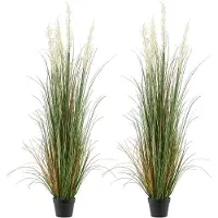 Vevor Herbe Artificielle en Pot 149,9 cm Roseaux Artificiels Lot de 2 Fausse Plante Artificielle pour Intérieur et Extérieur
