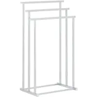 Idimex Porte-Serviettes Sur Pied Mattia Portant Pour Vêtement Et Linge De Salle De Bain Avec 3 Niveaux D'étendage, En Métal Chromé