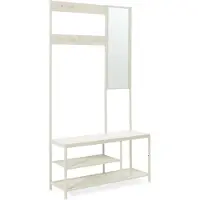 En.casa Armoire « Napinerg » avec miroir, étagère à chaussures et banc 185 x 98 x 34 cm Couleur sable