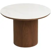 Ebuy24 Frida table basse Ø60cm plateau de table céramique blanc, brun foncé.