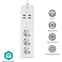 Nedis 3x Power Strip & 4x Usb Argenté One Size / EU Plug 220V