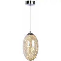 REALITY IMPORT Suspension LED Irma chromée 15 W, blanc chaud, 1 200 lm, verre, dimensions : 100 x 20 x 20 cm, IP20, Reality