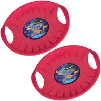 KOTARBAU 2 pièces Luge PVC 60 cm Luge Enfant Rose Sled Poignées Ergonomiques et Adulte Traineau à Neige Résistant Facile à Transporter