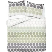 Detexpol Draps de satin 220x200 Pois verts et gris sur crème - minimalisme frais, 100% coton 5474 B - Home Satin 71