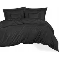 Darymex Literie en satin de coton et bambou (P) STRIPE BLACK/180x200 +2x70x80 avec sommier à lattes +4x40x40 BAMBUS