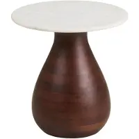 Ebuy24 Klara table d'angle Ø40cm blanc, brun foncé.