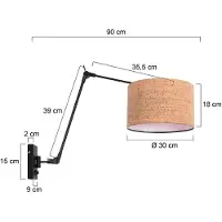 Steinhauer Lampe murale noire Prestige Chic avec un chapeau en liège Ø30cm