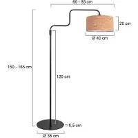 Steinhauer Lampe sur pied noire Bloeba avec un chapeau en liège Ø40cm