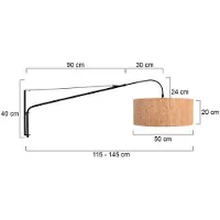 Steinhauer Lampe murale noire Elegant Classy avec un chapeau en liège de 50 cm Ø