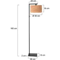 Steinhauer Lampe sur pied noire Stang avec un chapeau en liège Ø30cm