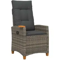 vidaXL Chaise longue avec plateau 62 x 64 x 112 cm Poly-rotin