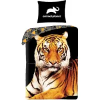 Halantex SP. z.o.o. Literie coton 140x200 Tigre noir beige taie d'oreiller 70x90 + sac coton Halantex