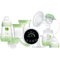 Mam Pompe à lait électrique et manuelle 2-en-1, 9 niveaux de stimulation, inclut 2 biberons