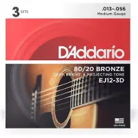 D'addario And Co EJ12-3D Bronze 80/20 Medium 13-56 (3 Jeux)