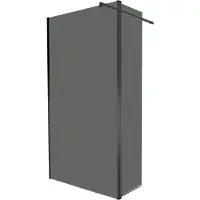 Balmani Move douche à l'italienne avec panneau latéral pivotant 120 x 200 cm verre fumé, avec coating, profil noir mat